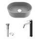 preview thumbnail 3 of 9, VIGO ConcretoStone Oval Vessel Bathroom Sink with Lexington Bathroom Faucet and Pop-Up in Brushed Nickel