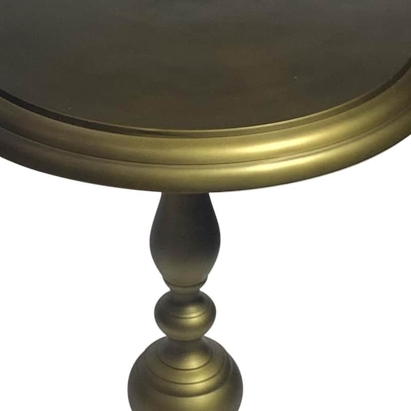 HomeRoots 24" Brass Aluminum Round Pedestal End Table - 18.5 in. x 24 in. x 18.5 in.