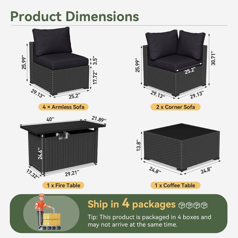 Wicker Rattan Patio Sectional Sofa Set