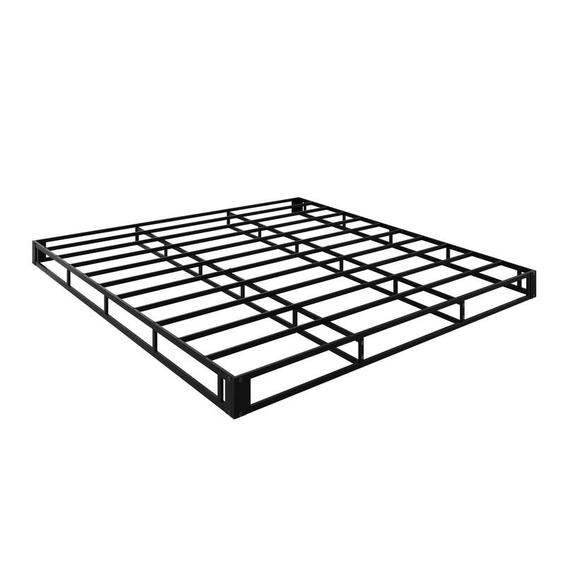 Clayfell Walpi 5" Metal Box Spring / Bed Foundation - Warm Gray/Black, Durable Metal Construction