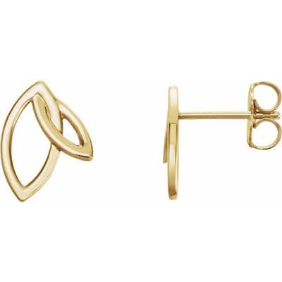 Curata 14k Yellow Gold 11.5 x 8.5mm Polished Double Leaf Shape Earrings