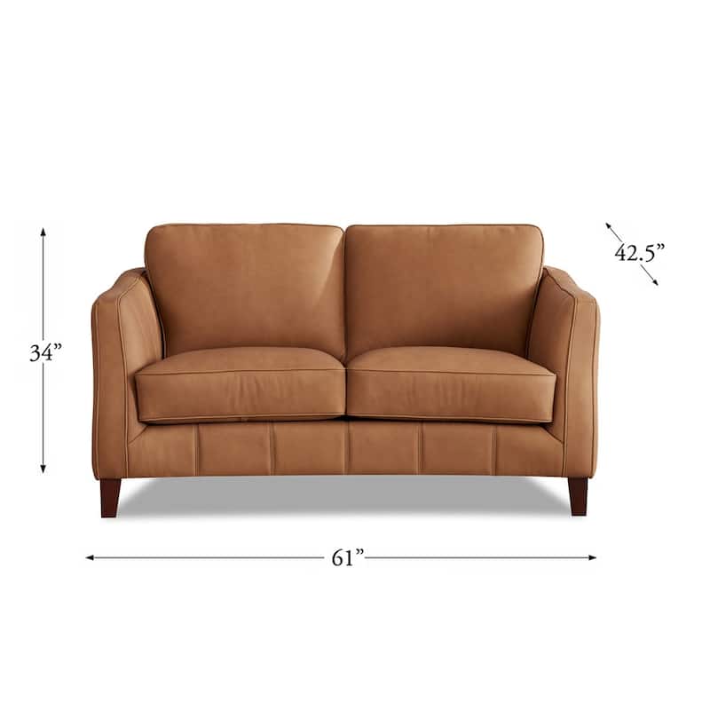 Hydeline Aria Top Grain Leather Sofa and Loveseat Set with Feather Memory Foam and Springs