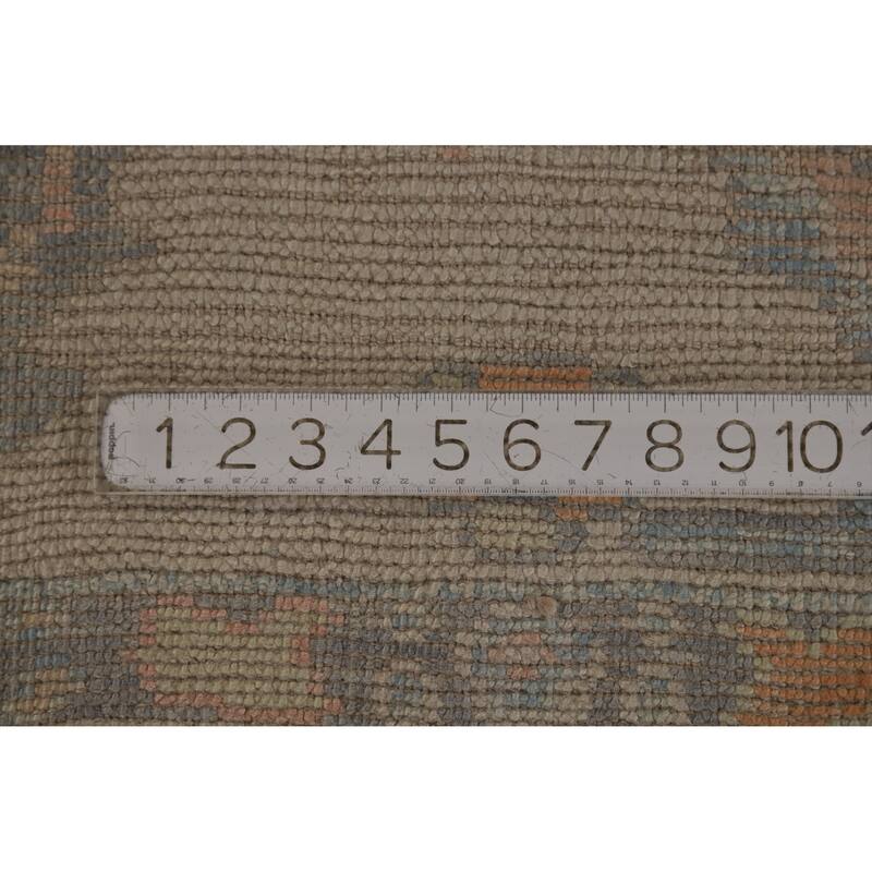 Hand Knotted Oriental 100% Wool Carpet Transitional All-Over Green Oushak Area Rug - 13' 9'' X 10' 4''