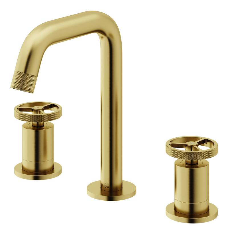 Vigo VG01301 Cass 1.2 GPM 8" H Double Handle Widespread Bathroom - Matte Brushed Gold