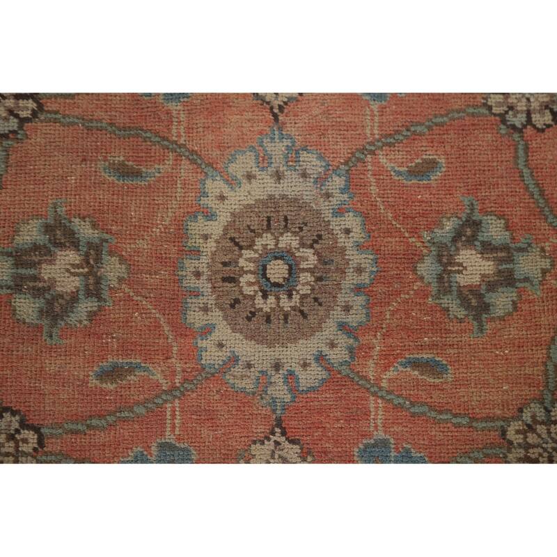 Hand Knotted Oriental 100% Wool Carpet Traditional All-Over Oranges & Rust Tabriz Area Rug - 13' 10'' X 10' 7''