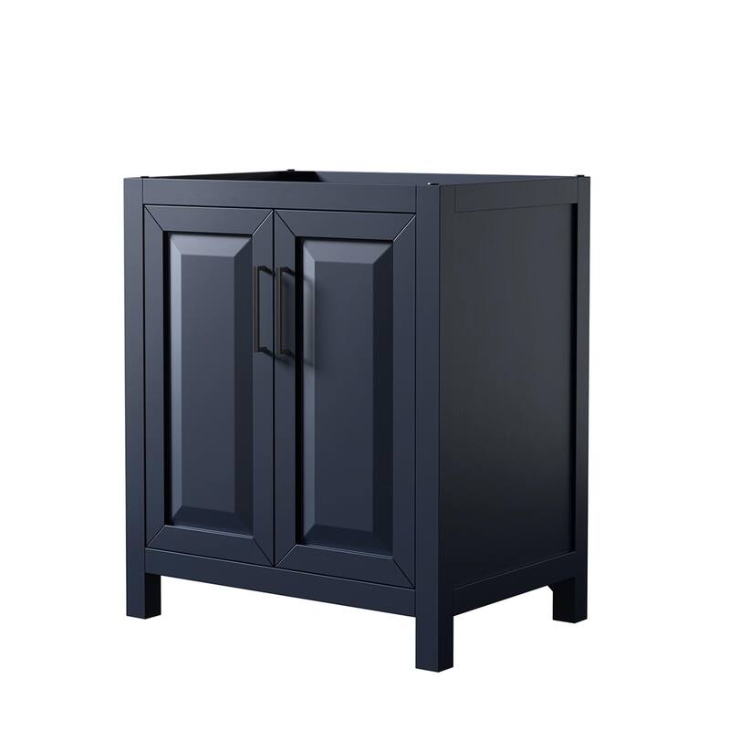 Wyndham Collection Daria 29" Single Free Standing Vanity Cabinet Only - Dark Blue / Matte Black Hardware