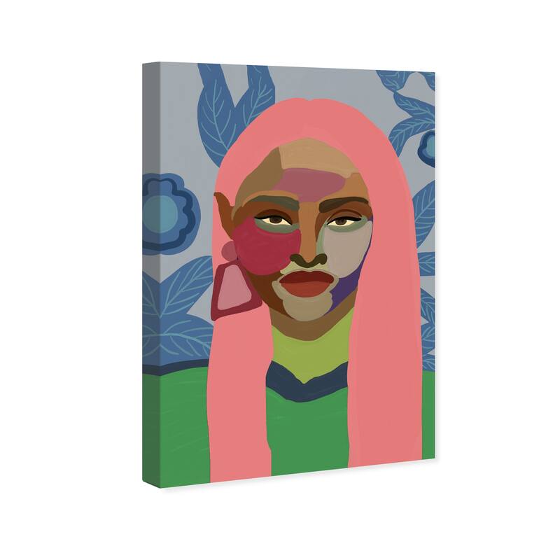 Wynwood Studio Canvas People and Portraits Pink Hair Girl Pink and Modern & Contemporary Wall Art Canvas Print