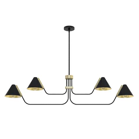 Hunter Grove Isle 4-Light Linear Chandelier, Dining Room, Kitchen Island, Mid-Century Modern