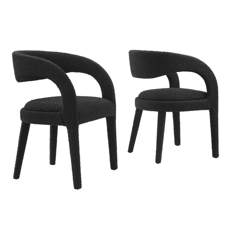 Pinnacle Boucle Upholstered Dining Chair Set of Two - Black