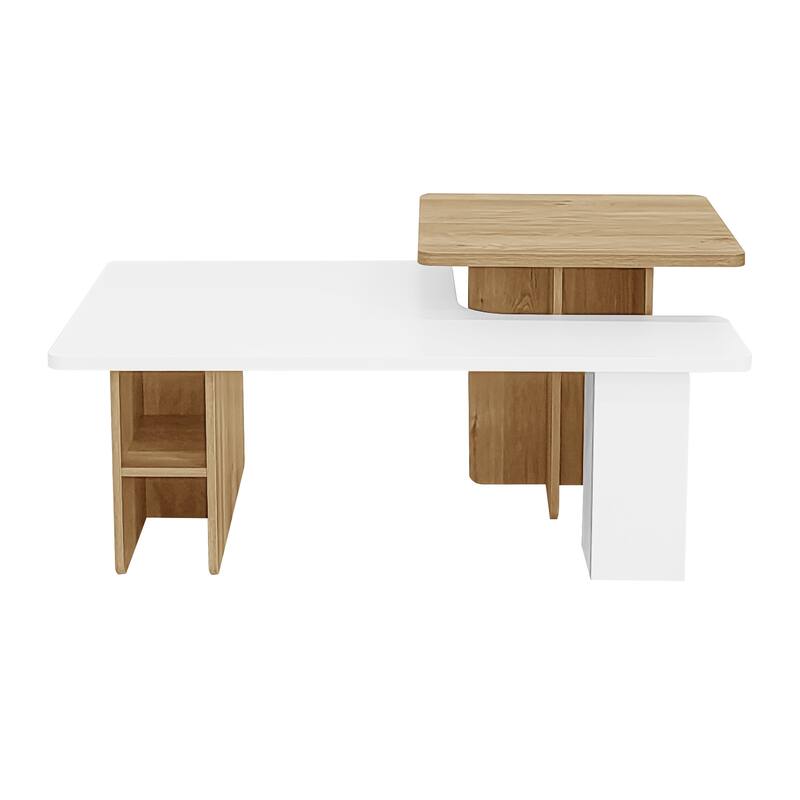 Roomfitters Farmhouse Nesting Coffee Table Set of 2, Rectangle Wood Finish Accent Tables for Living Room and Sofa Side