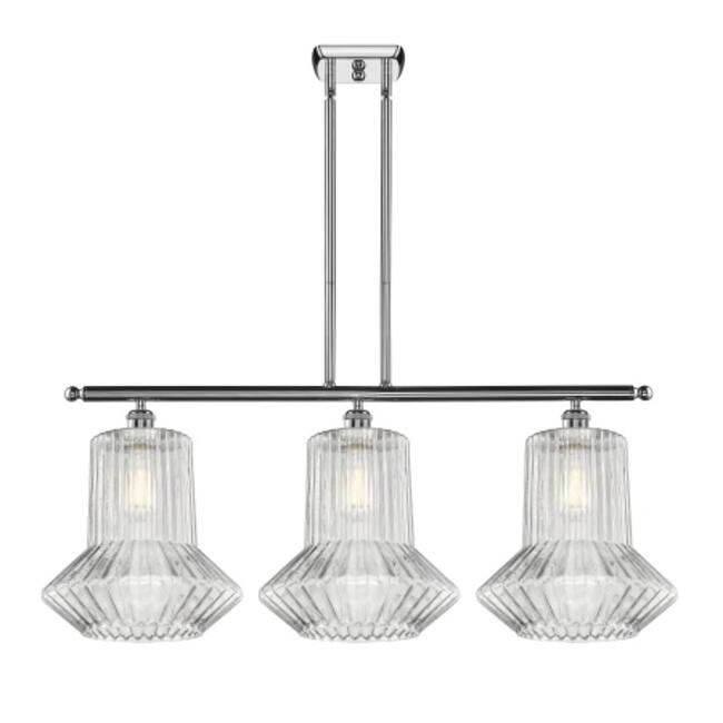 Innovations Lighting Springwater 3 Light 36" Wide Linear Chandelier - Polished Chrome / Clear Spiral Fluted
