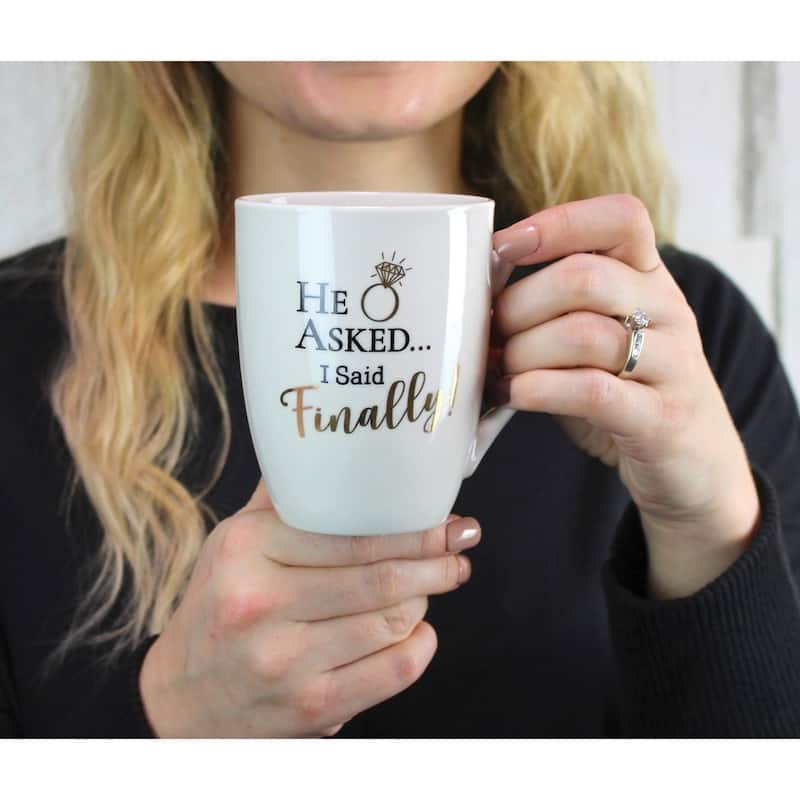Curata Lillian Rose He Asked.I Said Finally! Ceramic Mug