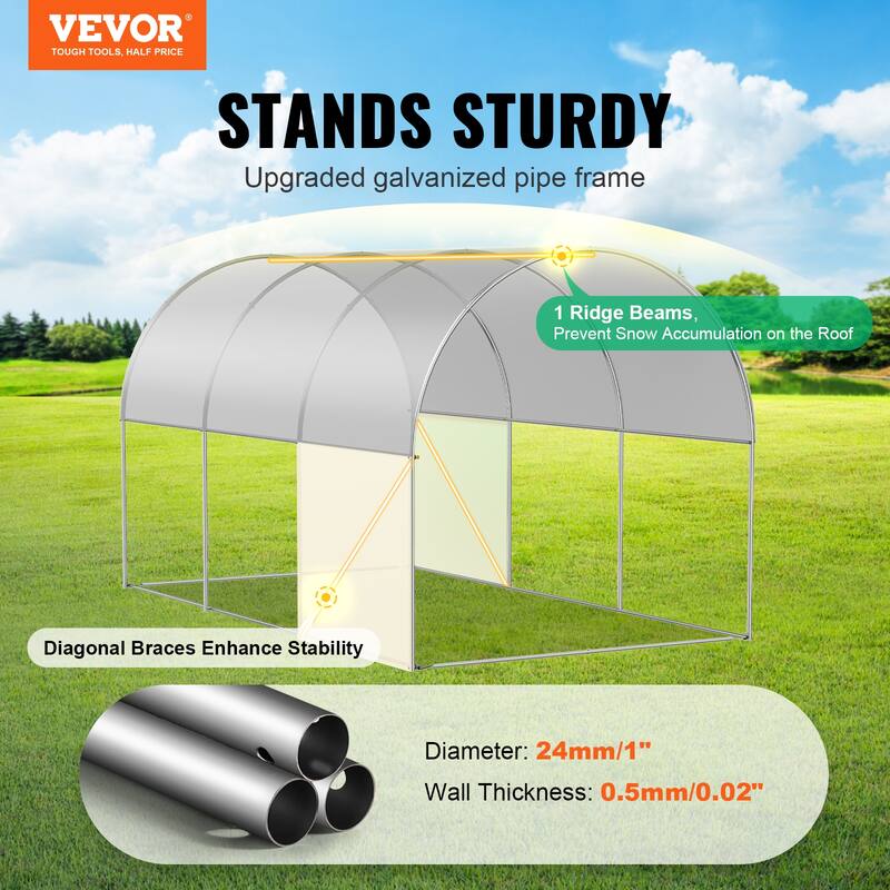 Walk-in Tunnel Greenhouse, Hoop House Greenhouse Tunnel, Plant Hot House with Galvanized Steel Frame, Green PE Cover