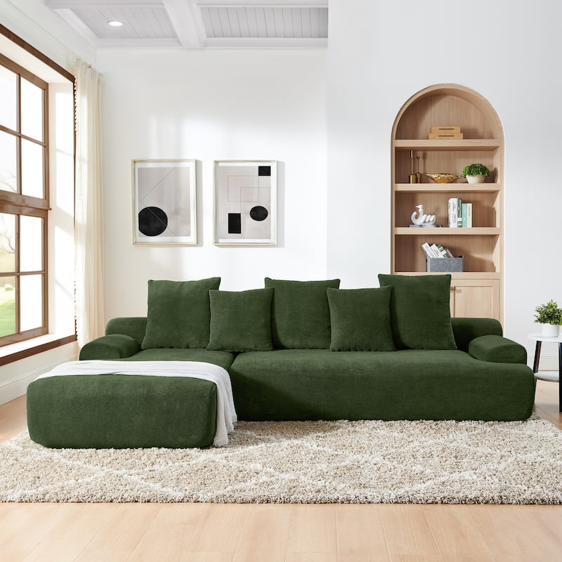 Modern L-Shaped Modular Upholstered 4-Seater Sectional Sofa for Living Room Apartment