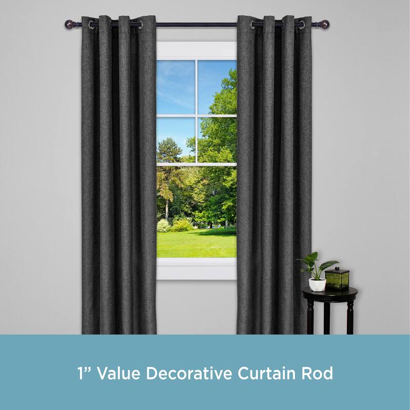 Kenney® Marble Ball 1" Value Decorative Window Curtain Rod, 30-84", Black