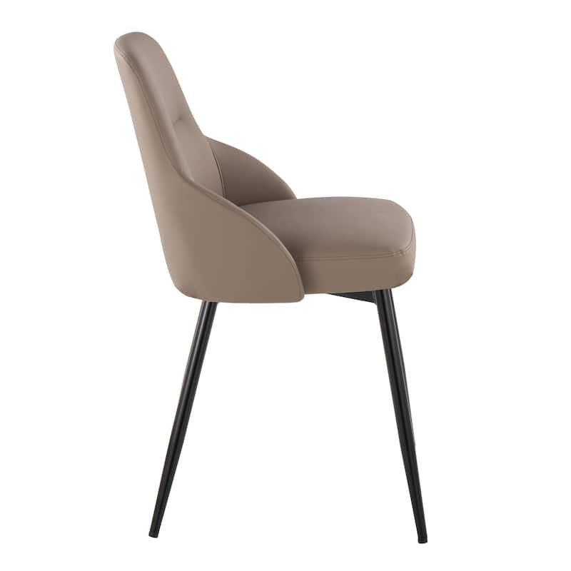 York Upholstered Contemporary Chair in Black Metal - Set of 2