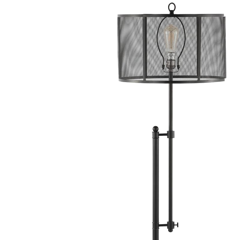 Harper 64.5" Modern Industrial Iron Height-Adjustable LED Floor Lamp, Black by JONATHAN Y