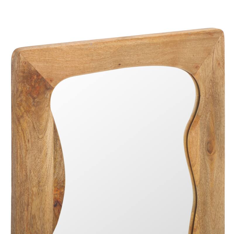 SAFAVIEH Home Melody Vertical Rectangular 24"W x 2"D x 36"H Natural Mango Wood Mirror - 24"W x 2"D x 36"H