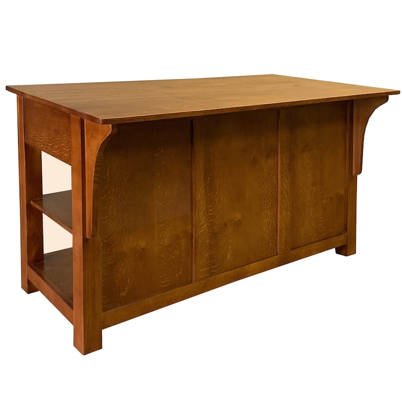 Mission 3 Drawer Oak Kitchen Island 60''