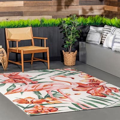 nuLOOM Tropical Flamingo Indoor/ Outdoor Area Rug