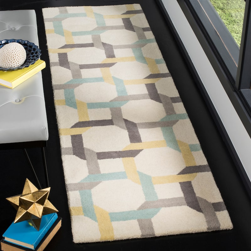 Martha Stewart by SAFAVIEH Color Chain Wool Rug - 2'3" x 8' Runner - Azurite