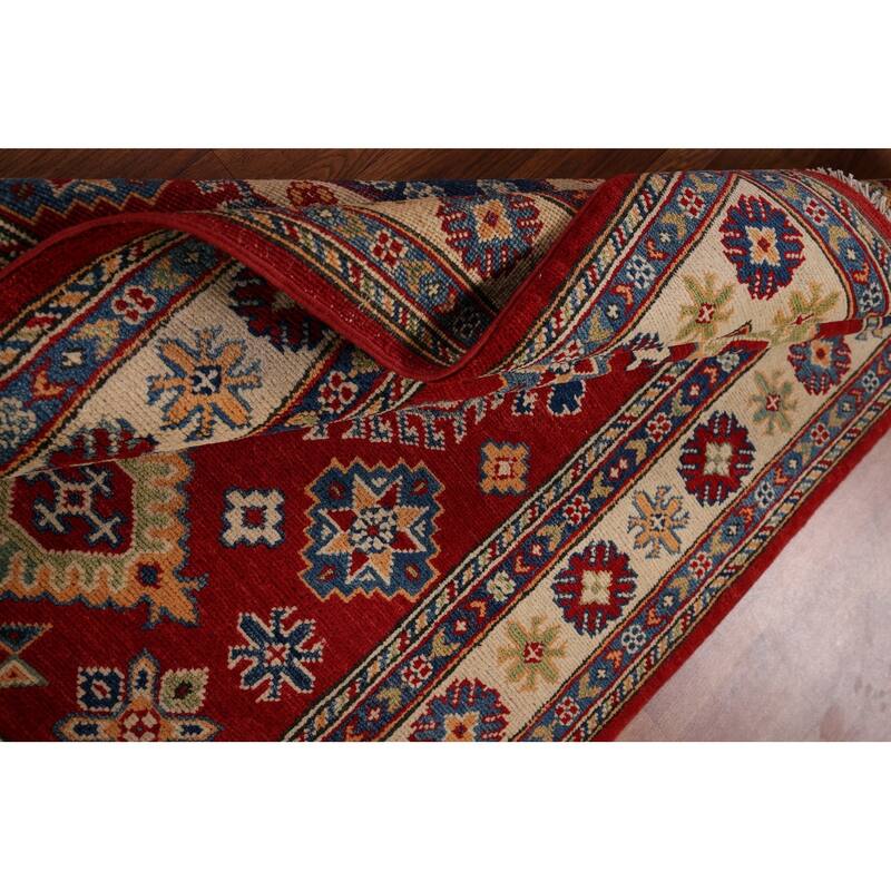 Oriental Red Kazak Accent Rug Handmade Wool Carpet - 3'4" x 4'11"