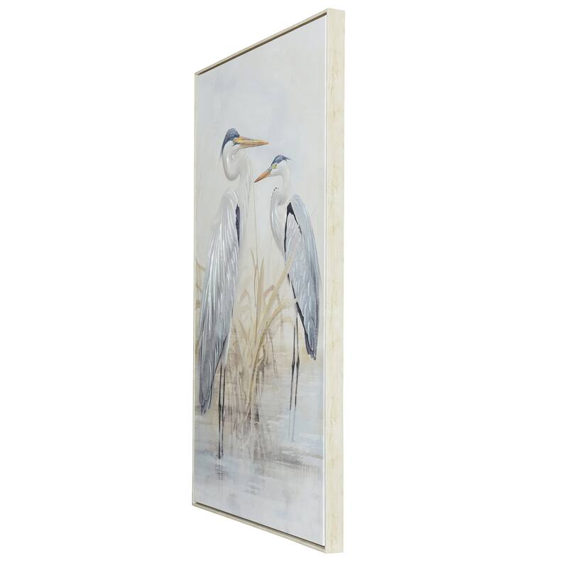 StyleCraft Southern Egret II Hand-Embellished Framed Canvas Wall Art - 32" x 48"