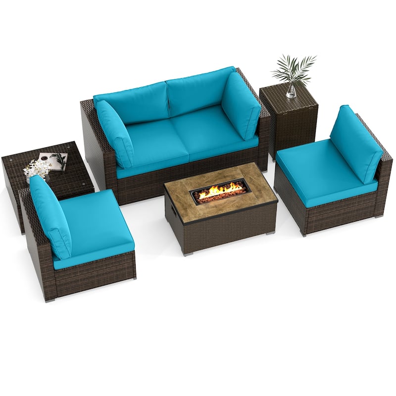 Costway 7 Pieces Outdoor Furniture Set with 32" Fire Pit Table and - See Details