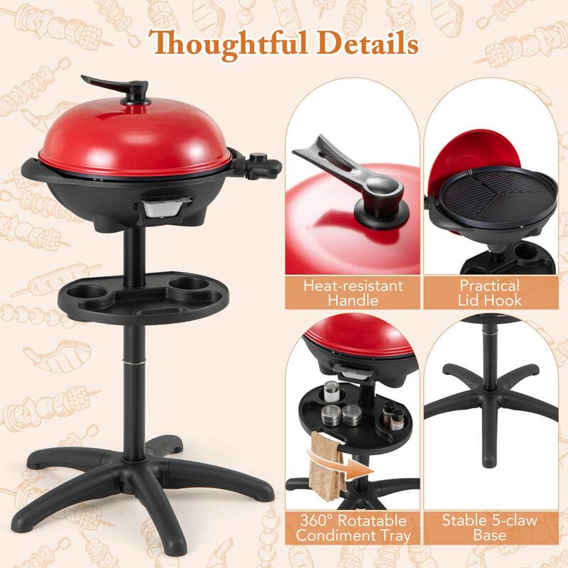 Costway Electric BBQ Grill 1350W Non-stick 4 Temperature Setting