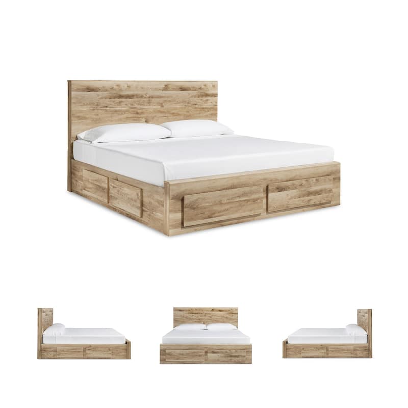 Signature Design by Ashley Hyanna Tan Brown Storage Bed with 2 Under Bed Storage Drawer
