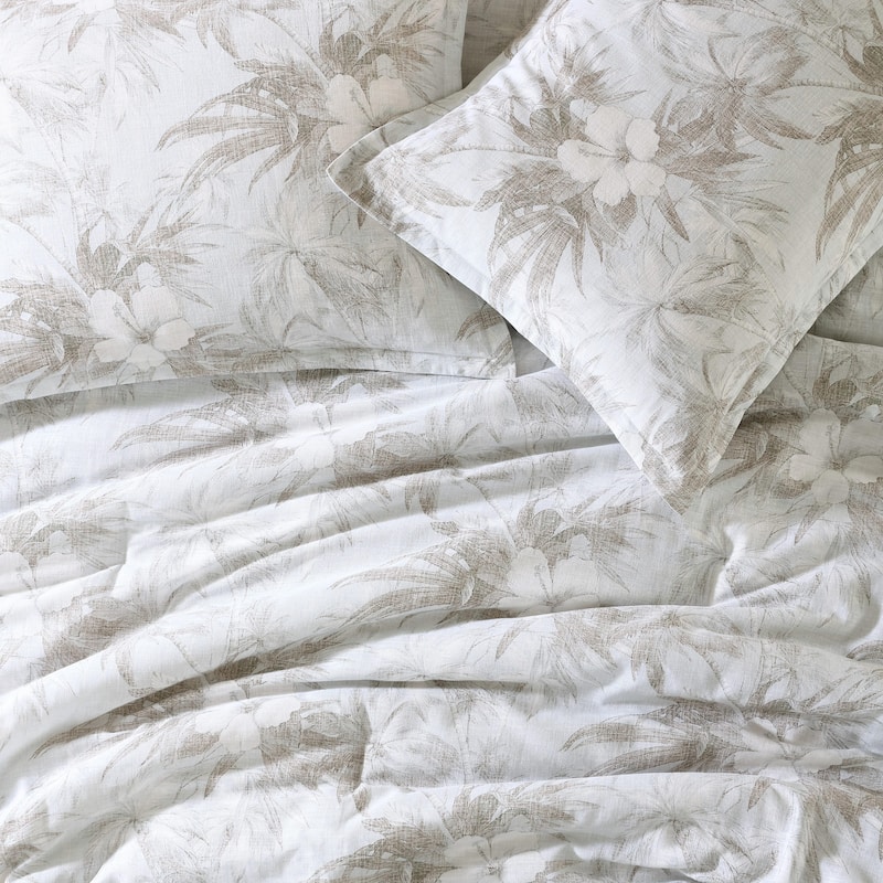 Tommy Bahama Beachway Blooms Reversible Grey Duvet Cover Set