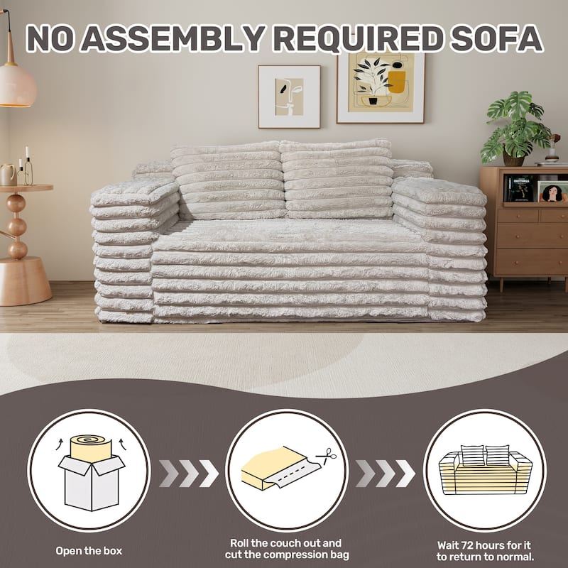 Boneless Bean Bag Sofa Loveseat with Square Armrests, 2-Seater Sofa Couch Lounge Sofa for Bedroom Apartment