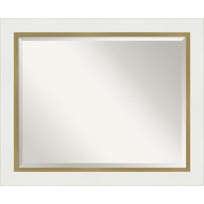 Beveled Bathroom Wall Mirror - Eva White Gold Frame