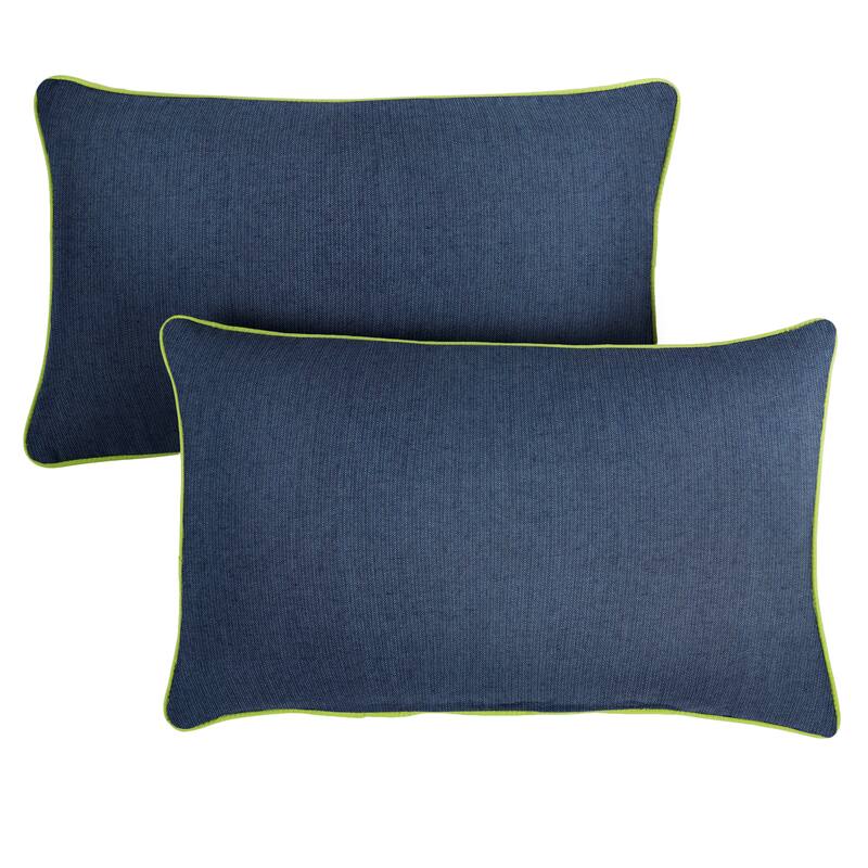 Sunbrella Spectrum Indigo/ Canvas Macaw Corded Indoor/ Outdoor Pillows (Set of 2)