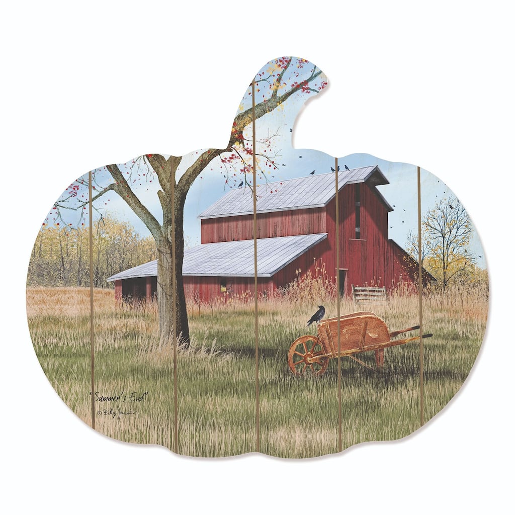 17" Red Green "Summer's End" Hanging Pumpkin Thanksgiving Wall Decor