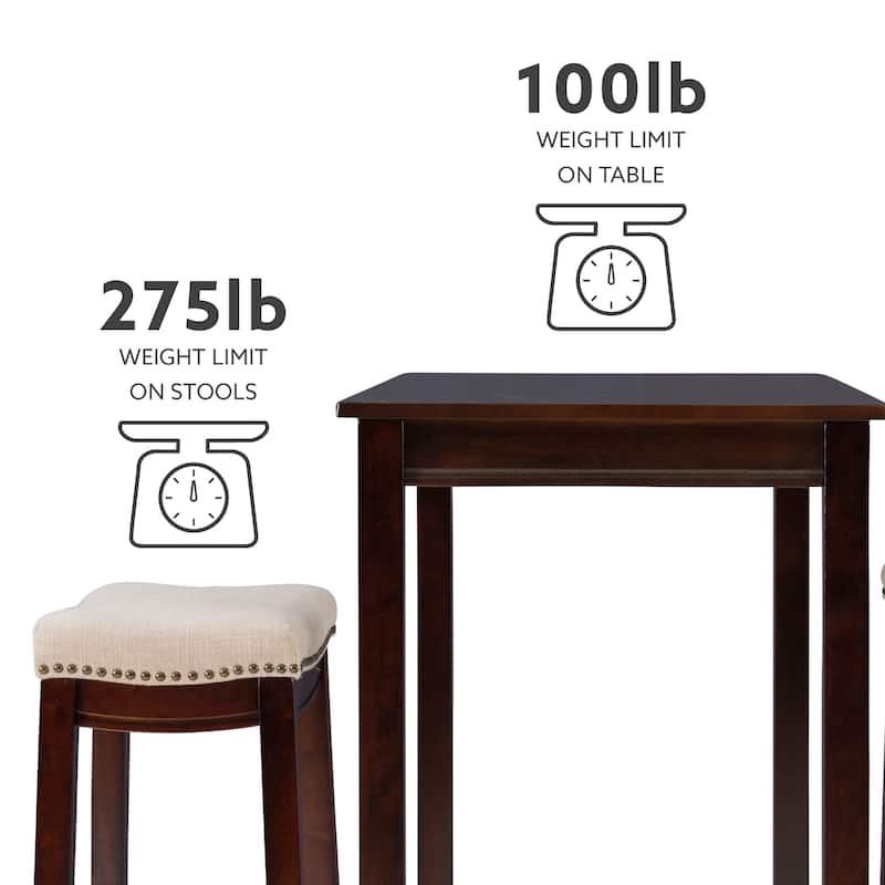 3-Piece Bar Table and Stool Set- 47.25" - Brown and Beige