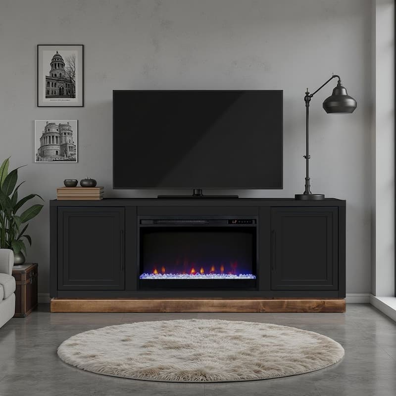 Bridgevine Home Nora 64 inch Fireplace TV Stand, for TVs up to 85 inches, Two-Tone Finish