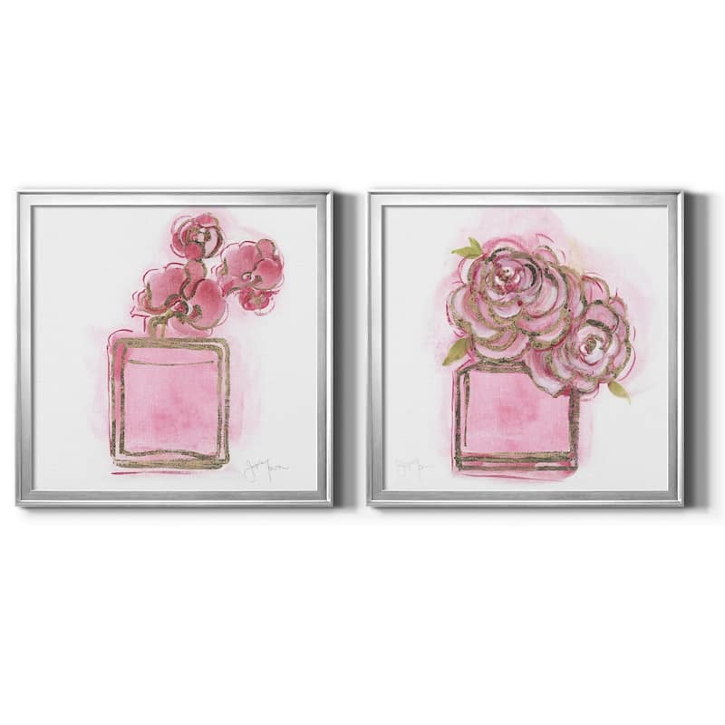 Golden Perfume I-Premium Framed Canvas - Ready to Hang - Multi-Color - 22.5x22.5 - Silver