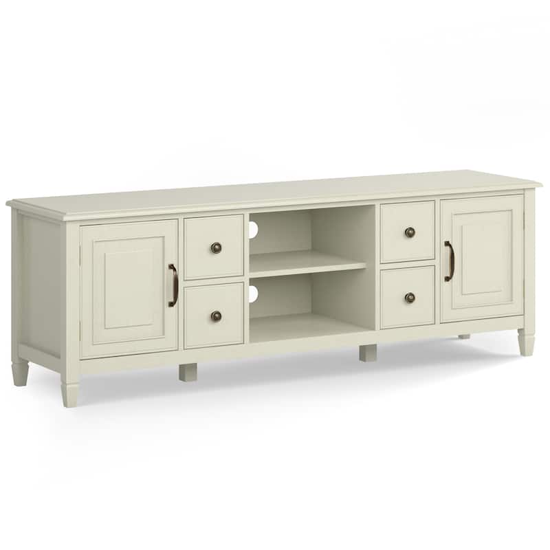 WYNDENHALL Hampshire SOLID WOOD 72 inch Wide Traditional TV Media Stand For TVs up to 80 inches - 72"w x 18"d x 24" h