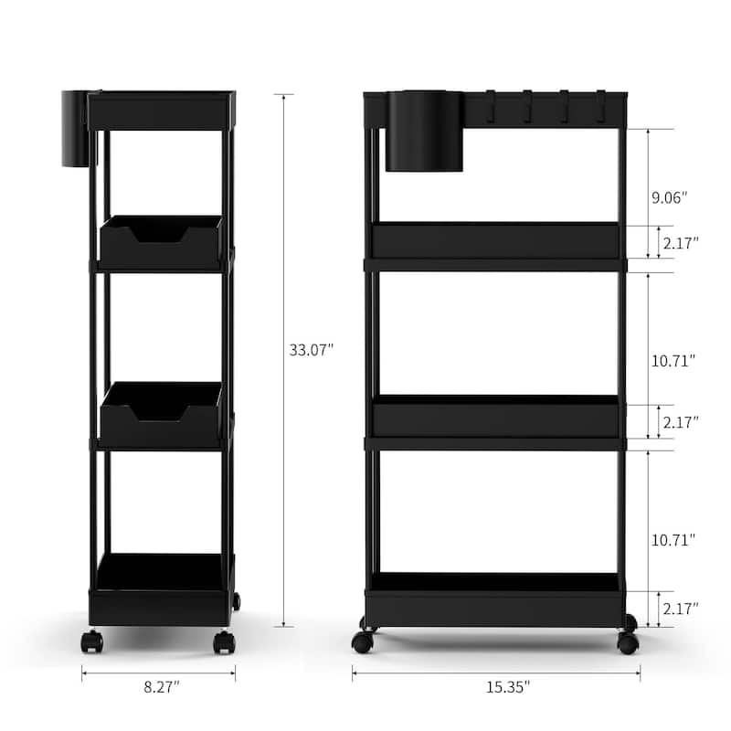 4-Tier Slim Rolling Pull-Out Storage Utility Cart with Wheels
