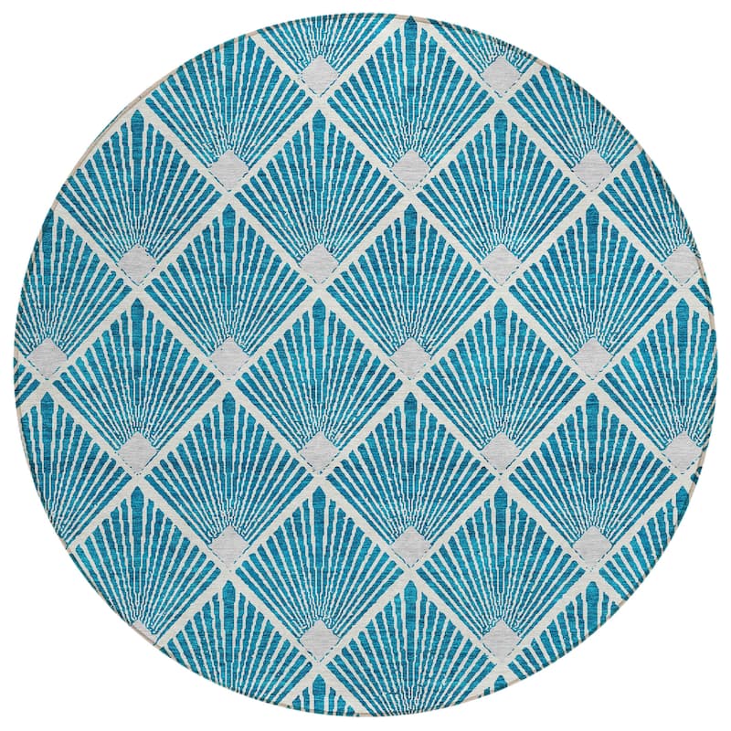 Machine Washable Indoor/ Outdoor Chantille Modern Shells Rug