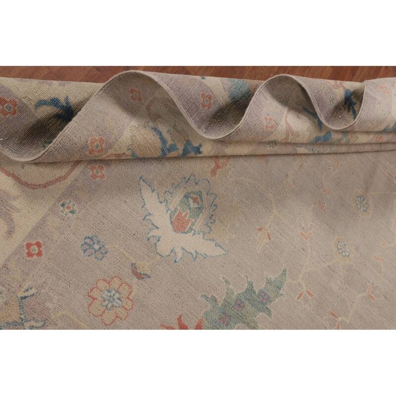 Earth Tone Transitional Oushak Area Rug Hand-Knotted Wool Carpet - 7'9" x 9'8"