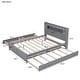 preview thumbnail 5 of 11, Queen Size Wood Storage Platform Kids Bed Frame with LED Headboard, Twin Size Trundle, and 2-Drawers, Easy to Assemble, Grey
