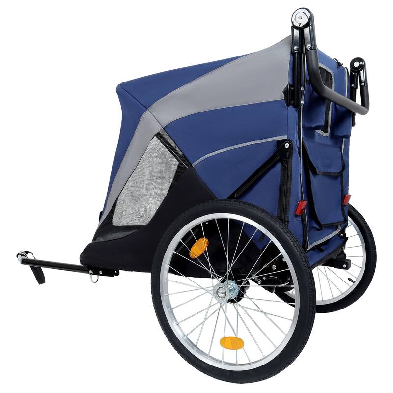 2-In-1 Bike Trailer & Push Cart For Pets-Quick Release Wheel,Pockets And Storage Bag,Holds Pets Up To 88 Lbs