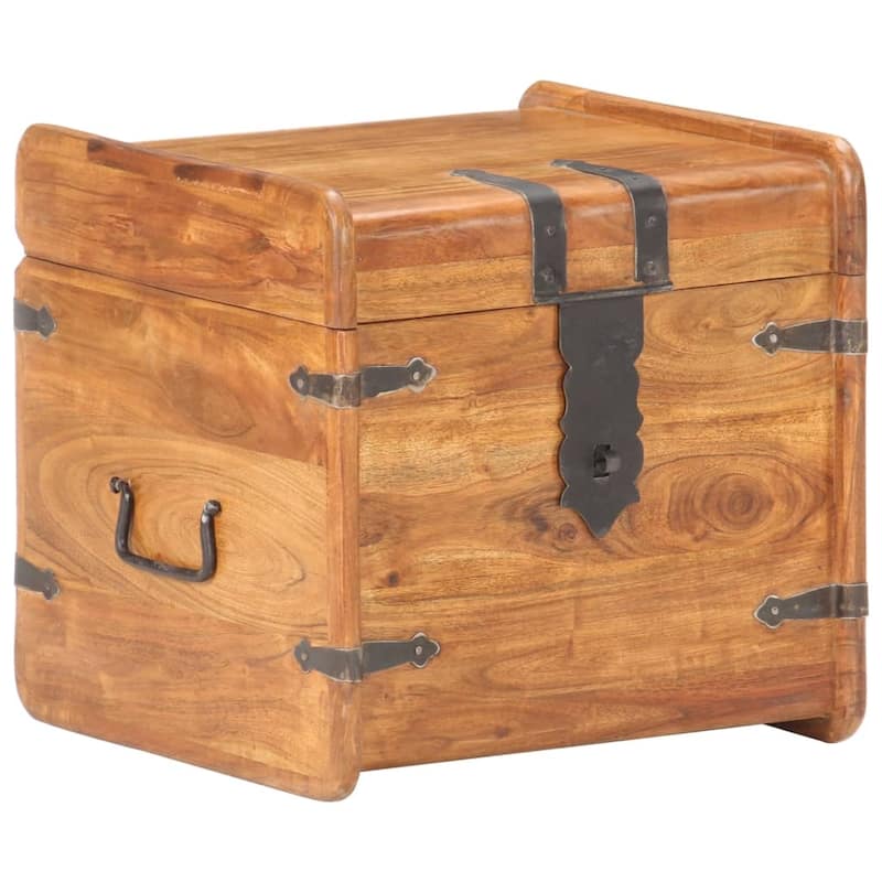 vidaXL Storage Chest Storage Trunk with Latch for Bedroom Solid Wood Acacia - 15.7"x15.7"x15.7" (W x D x H)