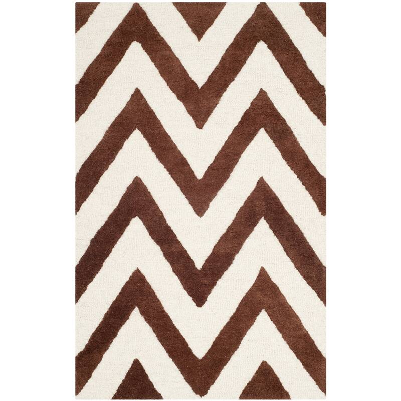 SAFAVIEH Handmade Cambridge Hicran Modern Moroccan Wool Rug - 2'6" x 4' - Dark Brown/Ivory