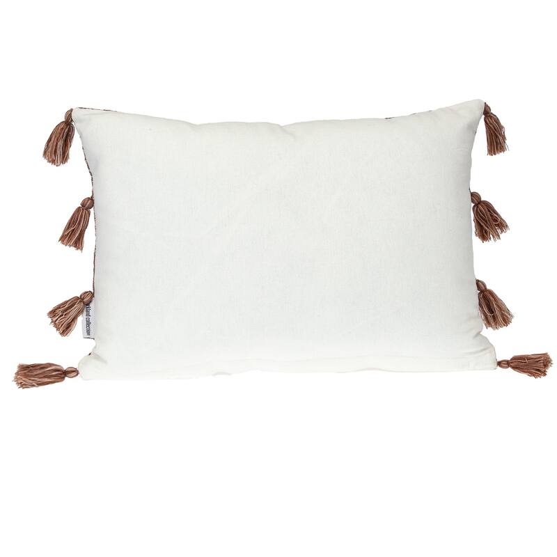 HomeRoots 14" X 20" Beige and Brown Southwestern Cotton Throw Pillow With Tassels