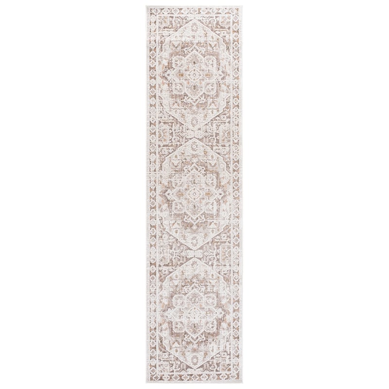 SAFAVIEH Leonette Alexine Medallion Rug - 2' x 8' Runner - Ivory/Brown Taupe