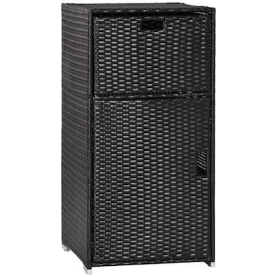 Outsunny Outdoor Towel Rack & Pool Toy Cabinet / Hot Tub Accessory Storage, Freestanding Waterproof PE Rattan Wicker