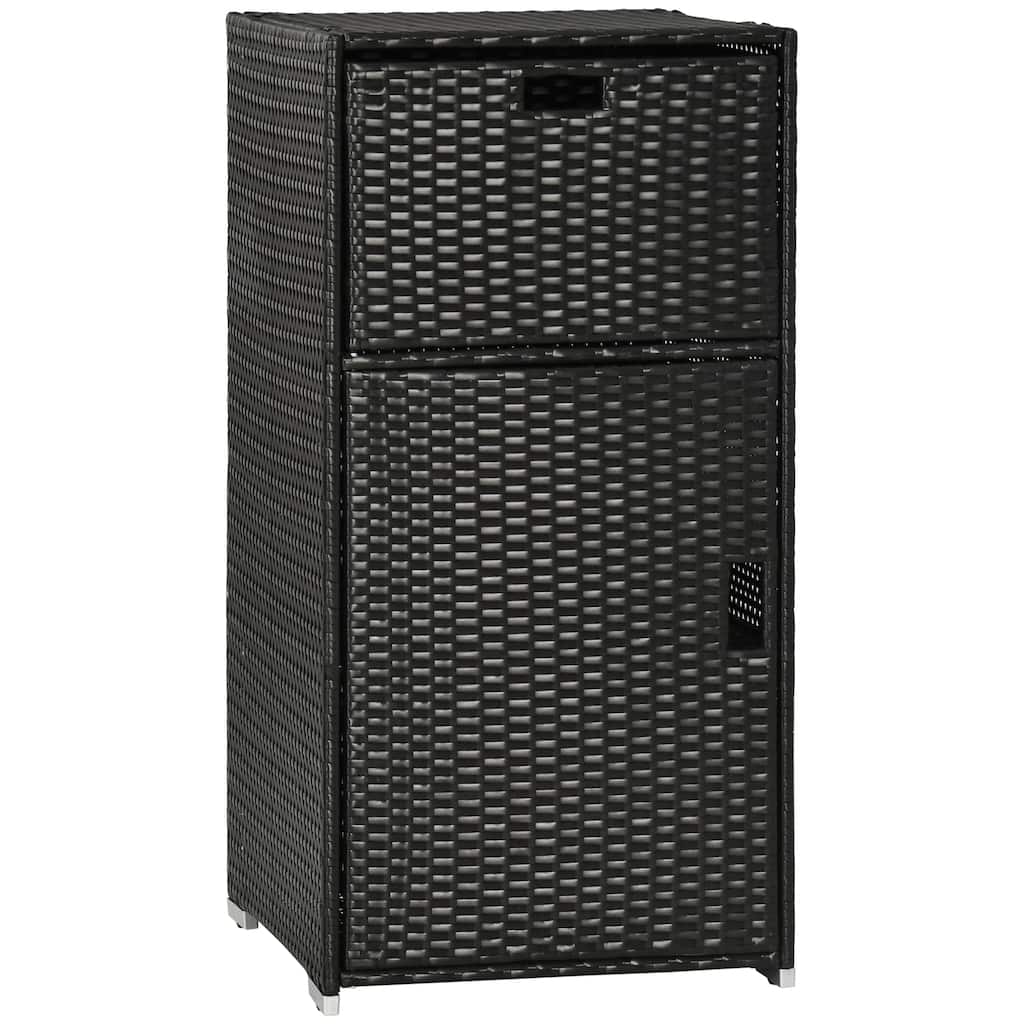 Outsunny Outdoor Towel Rack & Pool Toy Cabinet / Hot Tub Accessory Storage, Freestanding Waterproof PE Rattan Wicker